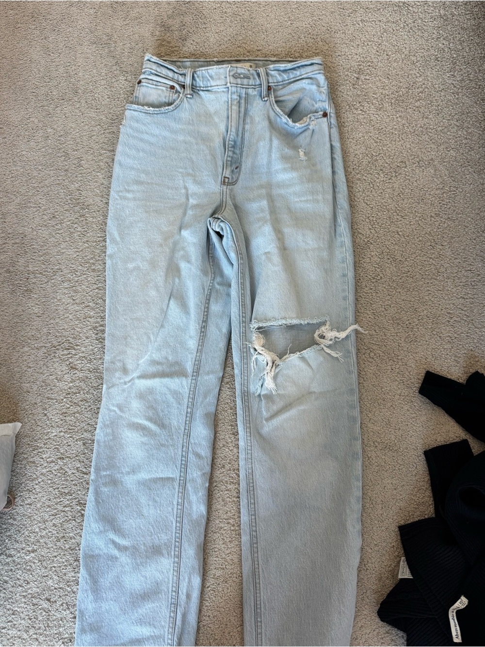 Abercrombie & Fitch Light Blue High-Rise Distressed Jeans